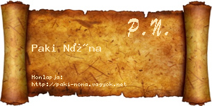 Paki Nóna névjegykártya